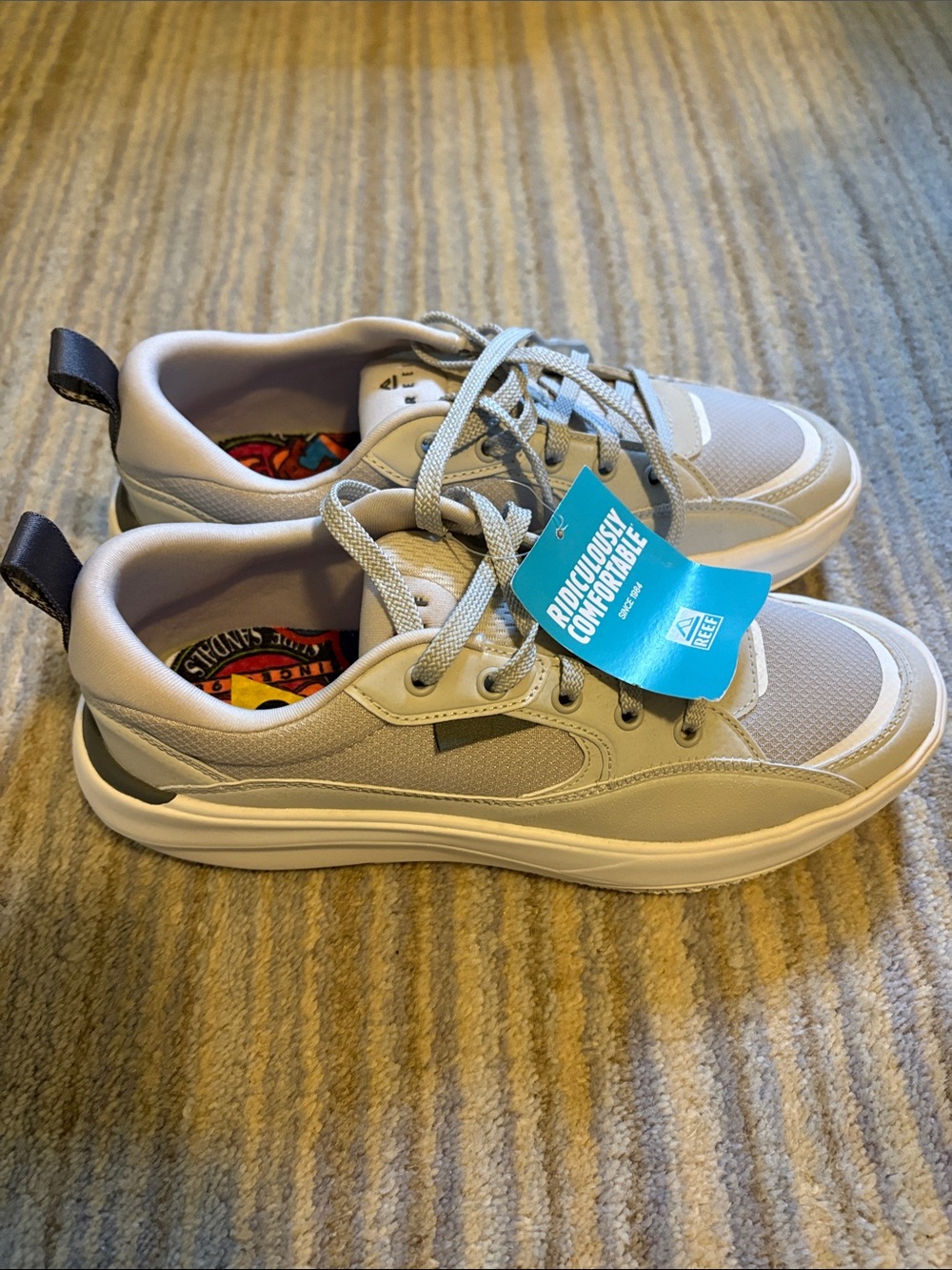 Reef Light Gray and White Men's Sneakers - Lace-Up Comfort